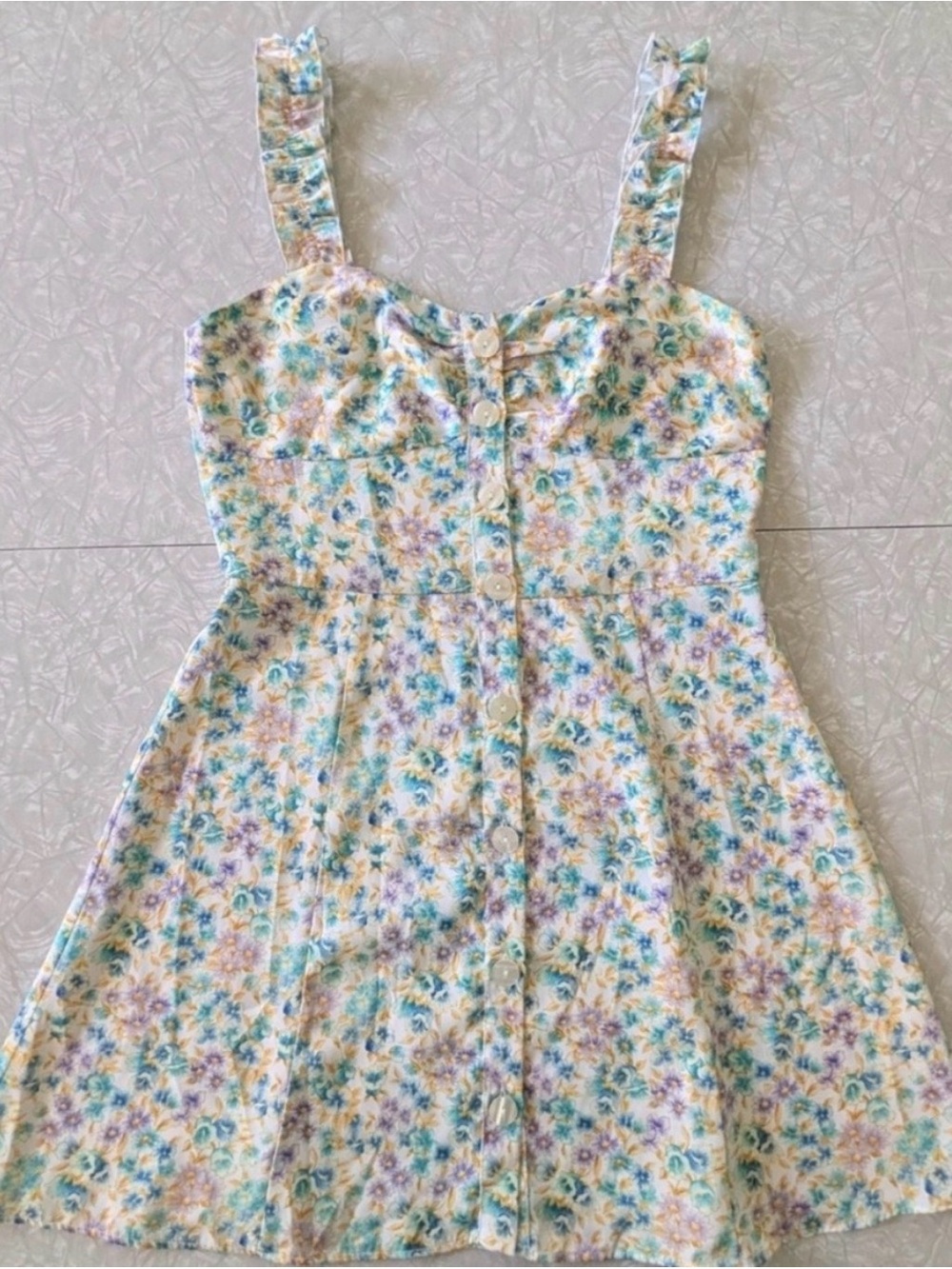 Zara Pastel Floral Dress in Yellow, Blue and Lavender